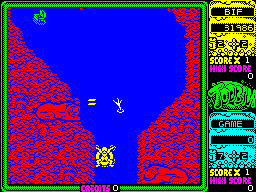 Toobin' (ZX Spectrum) screenshot: Don't know what these red things are but they fire two bullets at a time