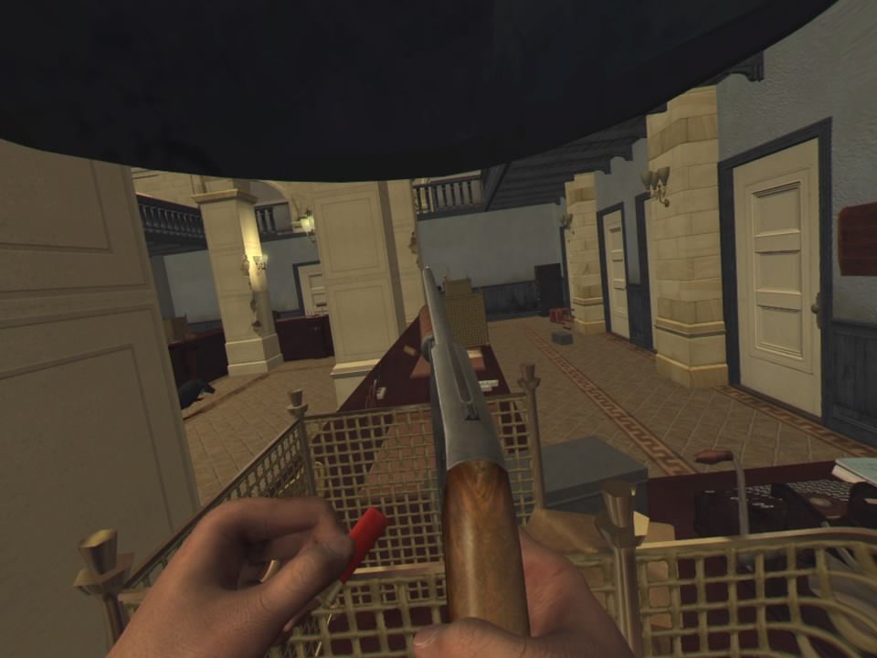 L.A. Noire: The VR Case Files (PlayStation 4) screenshot: Reloading a shotgun