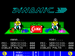 Professional Tennis Simulator (ZX Spectrum) screenshot: After the first game the players take a break while the game shows the player stats