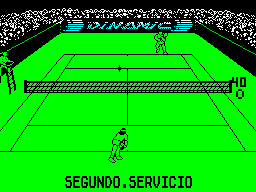 Professional Tennis Simulator (ZX Spectrum) screenshot: Serving was not easy to master, so getting a second service was a sign of considerable improvement