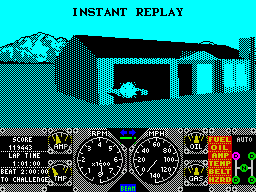 Hard Drivin' (ZX Spectrum) screenshot: Some times the car was too responsive, others just not responsive enough, or could it be that I'm rubbish at driving games?