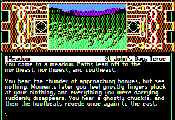 Arthur: The Quest for Excalibur (Apple II) screenshot: Meadow