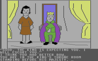 Hi-Res Adventure #4: Ulysses and the Golden Fleece (Commodore 64) screenshot: The king informs you of your quest