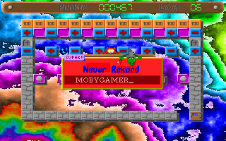 Bubble Blobb (DOS) screenshot: Level 6, a new record, enter you name