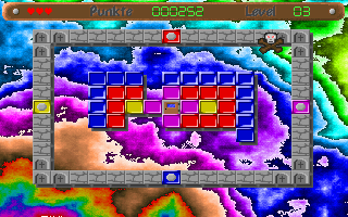 Bubble Blobb (DOS) screenshot: Level 3, don't hit a tombstone or you'll lose a life