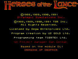 Screenshot of Heroes of the Lance (SEGA Master System, 1988) - MobyGames