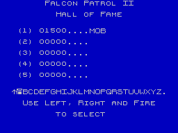 Falcon Patrol II (ZX Spectrum) screenshot: High scores
