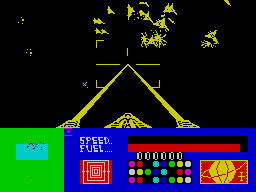 3D Space Wars (ZX Spectrum) screenshot: Just making sure that the guns work
