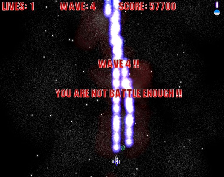Supreme Earth Champion (Windows) screenshot: Starting Wave 4 with an orbital weapon.