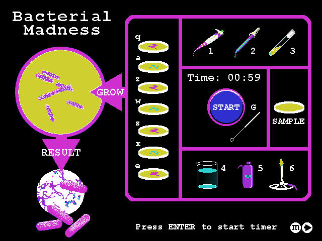 Biologica! (DOS) screenshot: Bacteria Madness puzzle game