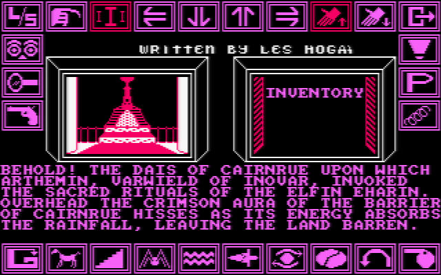 Shard of Inovar (Amstrad CPC) screenshot: The game starts here. The icons around the screen are the same on all platforms
