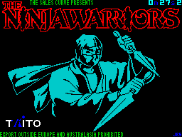 The Ninja Warriors (ZX Spectrum) screenshot: This screen displays while the game loads. A countdown timer in the top right indicates progress