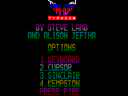 Ajax (ZX Spectrum) screenshot: 48 K version : The game's main menu. This has Kempston joystick support