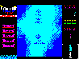 Ajax (ZX Spectrum) screenshot: The fighters launch missiles that are best avoided. It may be possible to shoot them down but its something that this player could not accomplish