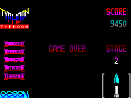 Ajax (ZX Spectrum) screenshot: Game Over. This and the Hi-Score table are the same on both versions
