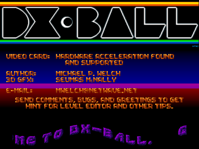 DX-Ball (Windows) screenshot: Intro Sequence
