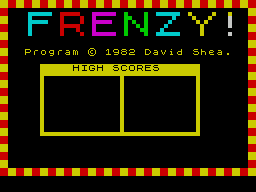 Frenzy (ZX Spectrum) screenshot: The game loads and displays this screen where it pauses for a short while