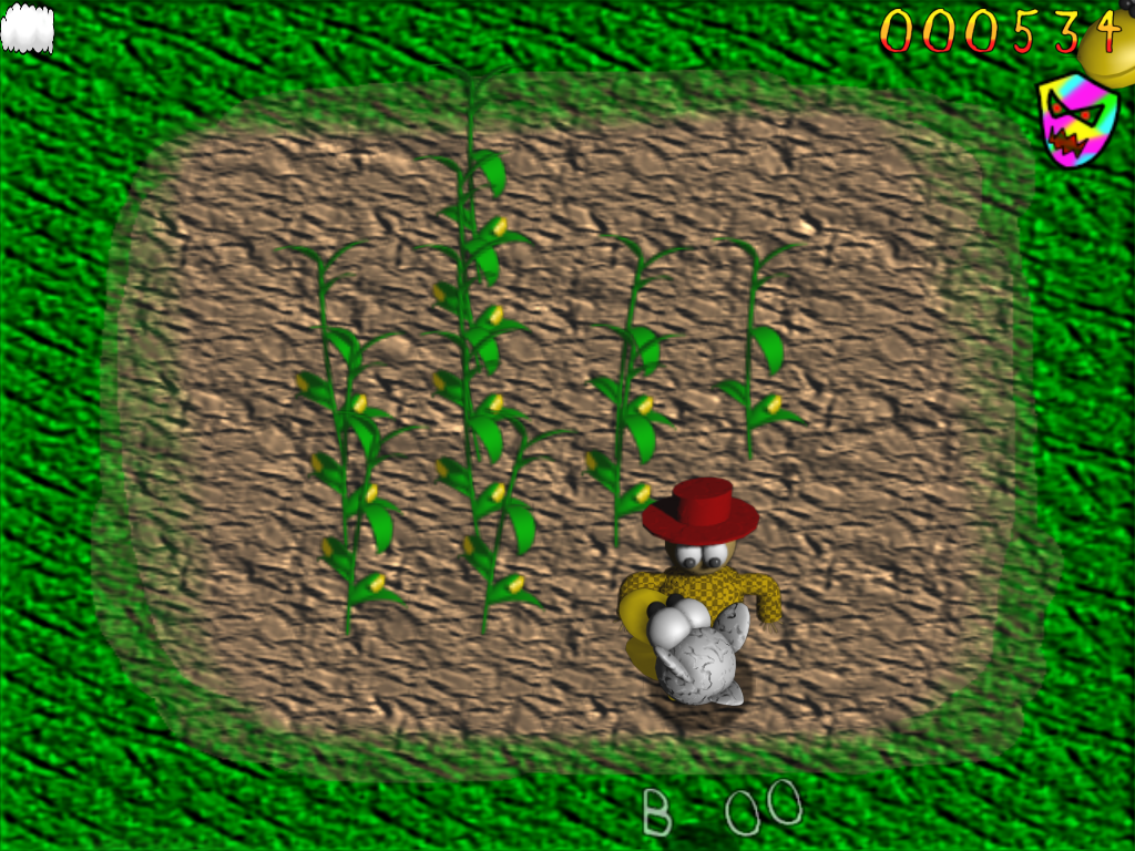 Scarecrow: Heart of Straw (Windows) screenshot: Shouting 'boo' scares away the crows.