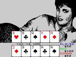 Strip Poker II Plus (ZX Spectrum) screenshot: Won this round