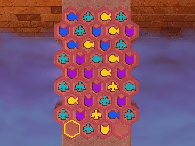 Disney's Math Quest with Aladdin (Windows) screenshot: Fond a way across by matching tiles with either shape or color in common