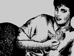 Strip Poker II Plus (ZX Spectrum) screenshot: Donna, first state