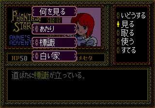 Phantasy Star II Text Adventure: Anne no Bōken (Genesis) screenshot: Looking around an area
