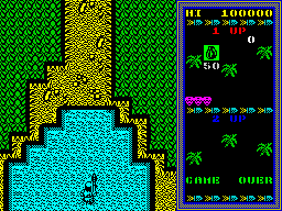Guerrilla War (ZX Spectrum) screenshot: Tough guy starts in a swamp