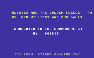 Hi-Res Adventure #4: Ulysses and the Golden Fleece (Commodore 64) screenshot: Title screen