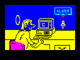 Post Mortem (ZX Spectrum) screenshot: Going right resulted in another trip to Satan. Straight on comes here