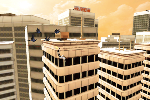 Mirror's Edge (iPhone) screenshot: The world would be so much cooler with zip lines everywhere.