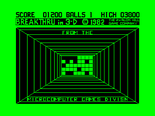 3-D Brickaway (TRS-80 CoCo) screenshot: Game over - returns to green screen