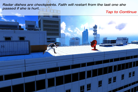 Mirror's Edge (iPhone) screenshot: In indoor locations, the save points are cameras.