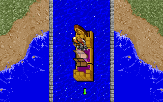 Ultima VII: Part Two - Serpent Isle (DOS) screenshot: Block-boats are all the rage in Serpent Isle