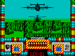 Hellfire Attack (ZX Spectrum) screenshot: Oh no... major gun ship!