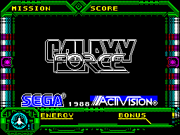 Galaxy Force II (ZX Spectrum) screenshot: When loading is complete the title screen displays