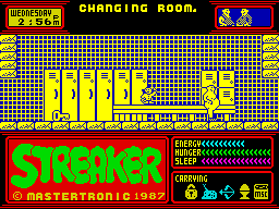 Streaker (ZX Spectrum) screenshot: In a locker room