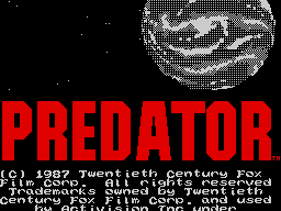 Predator (ZX Spectrum) screenshot: Title scrolling over the screen