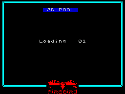 Sharkey's 3D Pool (ZX Spectrum) screenshot: This screen is displayed as the game loads