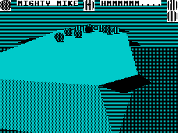 Sharkey's 3D Pool (ZX Spectrum) screenshot: Mike has potted something, as shown by the top of screen display, and is thinking about the second shot