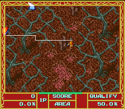 Cacoma Knight in Bizyland (SNES) screenshot: Each level consists of drawing lines over the scene that provide a boundary to the magic