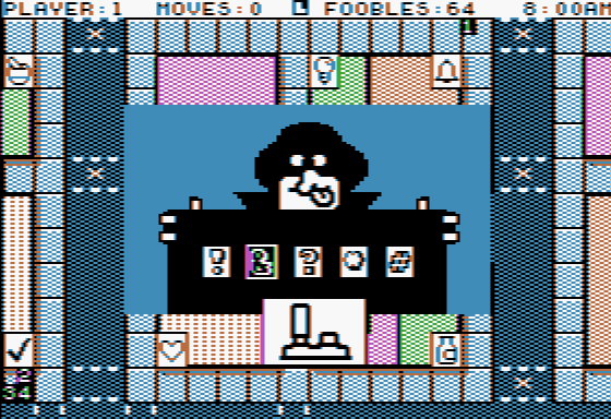 Fooblitzky (Apple II) screenshot: What might this suspect character have to offer?