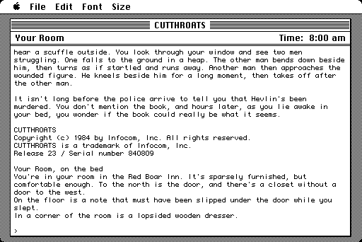 Cutthroats (Macintosh) screenshot: Game start