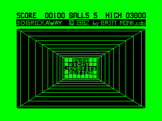 3-D Brickaway (TRS-80 CoCo) screenshot: Starting the game