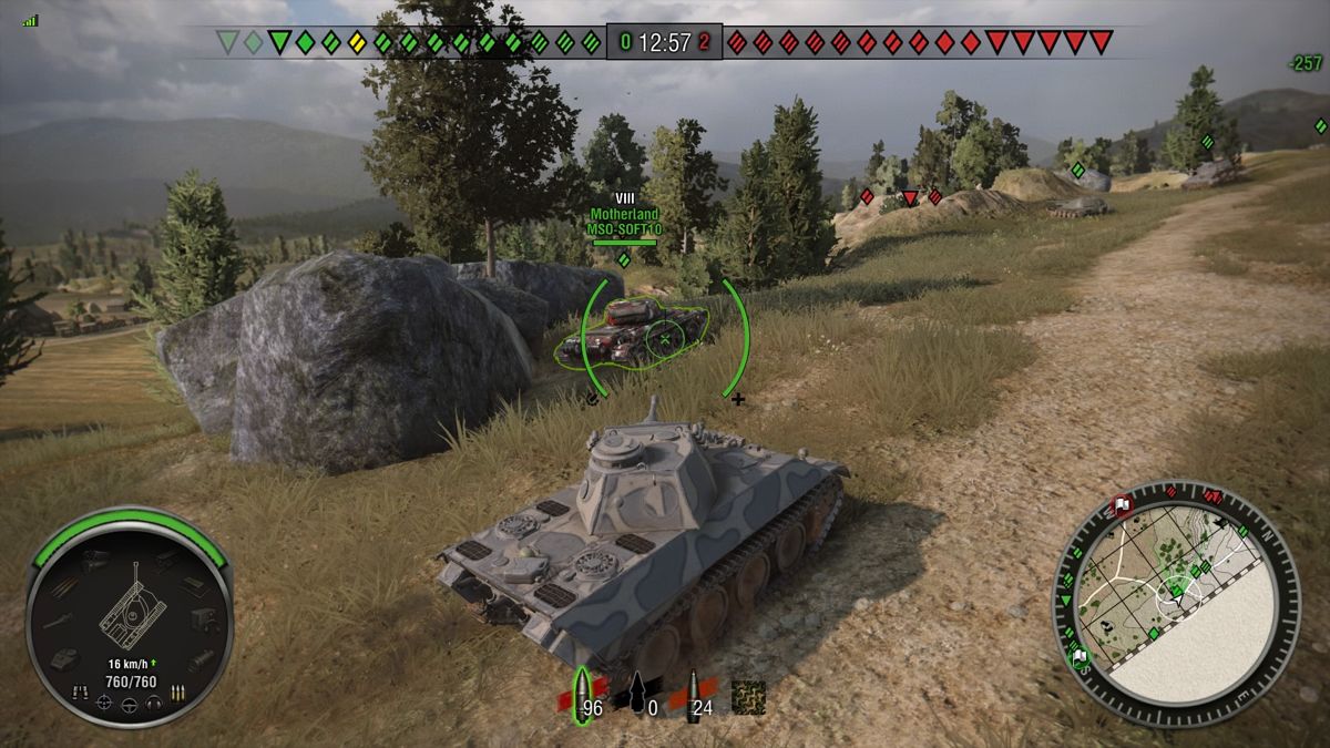 World of Tanks: The Motherland (PlayStation 4) screenshot: Passing by a Motherland tank controlled by one of the allied players
