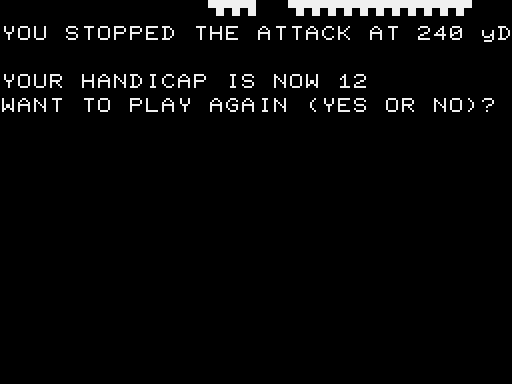 Guns of Fort Defiance (TRS-80) screenshot: Good hits - stopped the attack at 240 yards