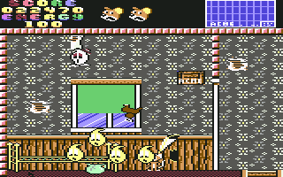 Summer Camp (Commodore 64) screenshot: Yellow drops close to chamber pot ... ugh.