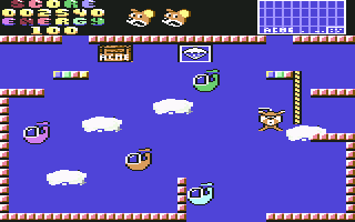 Summer Camp (Commodore 64) screenshot: One item turns you into a helicopter yourself for a while.