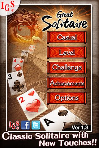 Great Solitaire HD (iPhone) screenshot: Title Screen