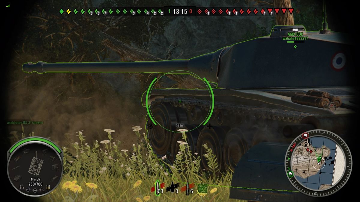 World of Tanks: AMX CDC Ultimate (PlayStation 4) screenshot: AMX CDC in sight, turret side