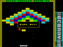 Blockbuster (ZX Spectrum) screenshot: Game over. Its an easy game to play but I'm lousy at it